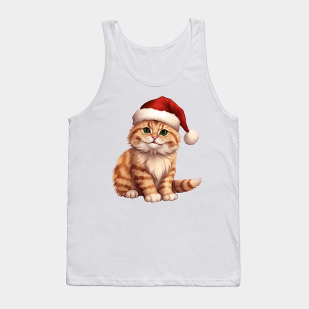 Vintage Christmas Kitten Tank Top by Chromatic Fusion Studio